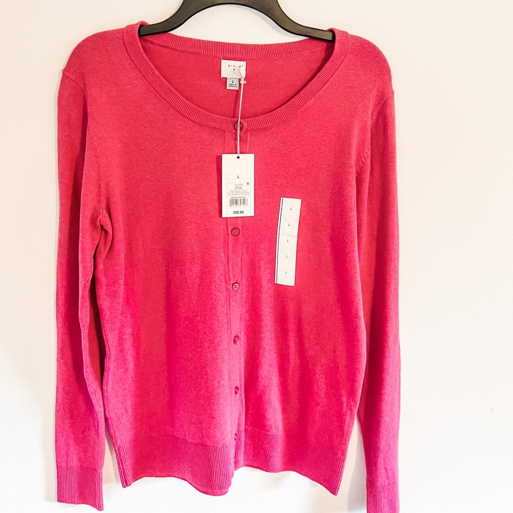 Dark Pink Button Sweater - Purchased at Target - Size Large